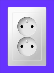 white electric double socket