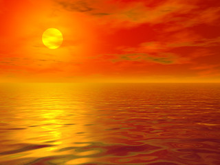 Fototapeta na wymiar Hot sea sunset