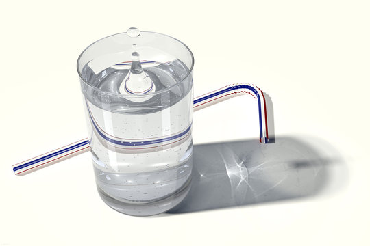 Wasserglas mit Strohhalm