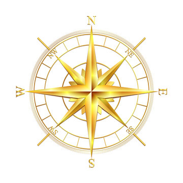 Golden compass rose