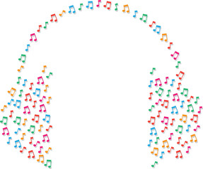 Small music notes forming headphones