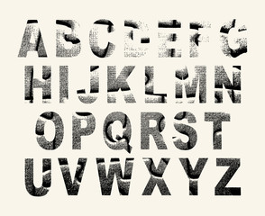 Grunge scratched vector font. Use for design.