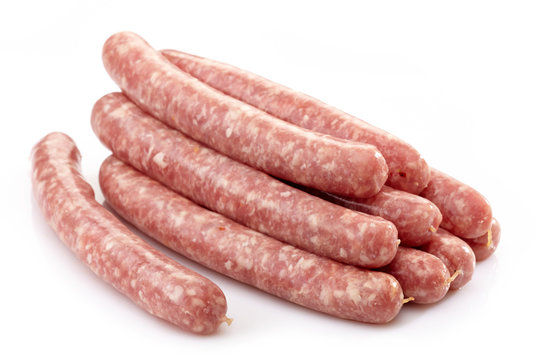 fresh raw meat sausages