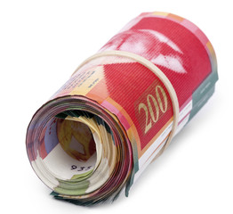 Roll of 200 Israeli New Shekels Bills
