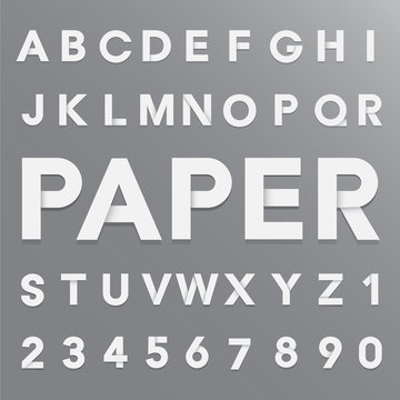 White paper alphabet with shadow