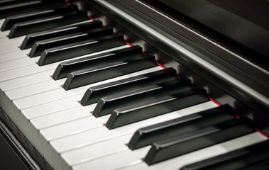 Naklejka premium Piano keys, selective focus