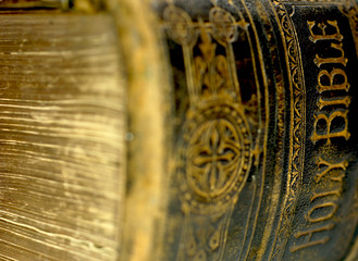 Spine of an old ancient holy bible