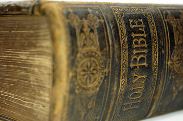 Spine of an old ancient holy bible