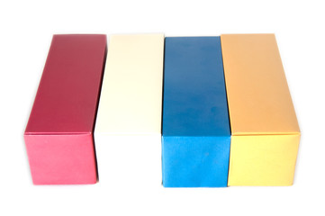 Fototapeta na wymiar paper box - red,white,blue,gold
