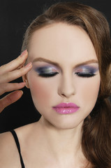 Fototapeta premium portrait of fashion girl with bright make-close up