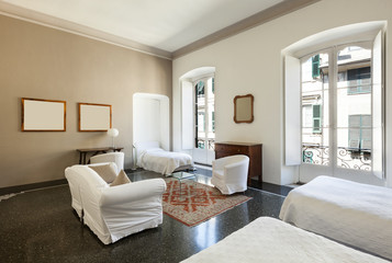 Fototapeta na wymiar beautiful hotel room in a historic building, double room