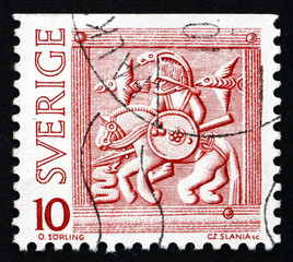 Postage stamp Sweden 1975 Horseman, Helmet Decoration