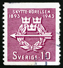 Postage stamp Sweden 1943 Rifle Federation Emblem