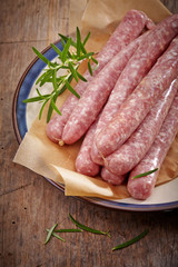 fresh raw minced meat sausages