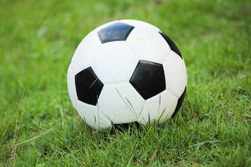 Football drills on the grass green.