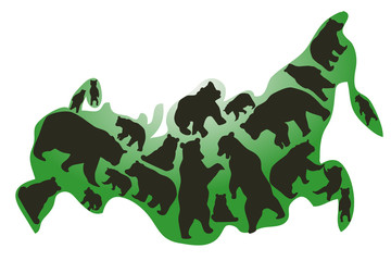 Map of Russia with bears