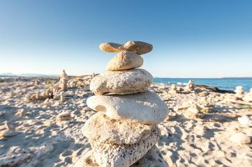 Pile of stones near the beach in Formentera