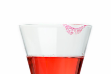 Lippenstift am Sektglas