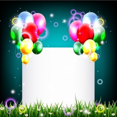 birthday background with place for text and grass decoration