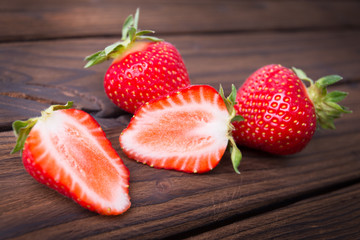 Strawberry on the wooden table