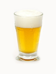 glass of beer on white