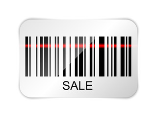 Barcode sticker with SALE tag. Vector