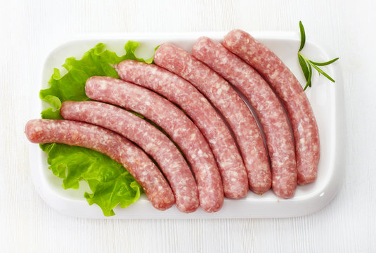 fresh raw minced meat sausages