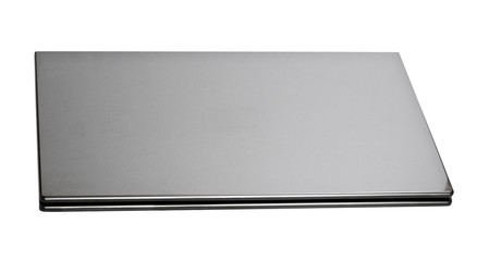 Gray laptop on white background