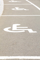 Several handicap parking areas reserved for disabled people