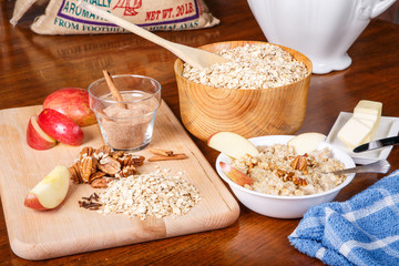 Preparing Oatmeal with Nuts and Spices