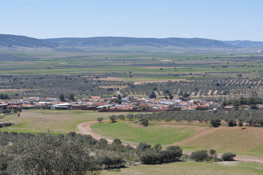 Typical small town in La Mancha, Spain