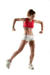 Athletic woman  isolated on white background