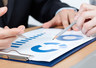 Close up view of hands of business people