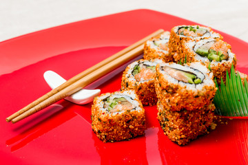 fresh sushi traditional japanese food