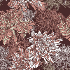 Floral background with blooming chrysanthemums