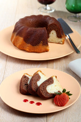 dessert torta di cioccolato e vaniglia 