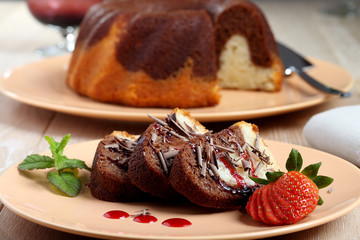 dessert torta di cioccolato e vaniglia 