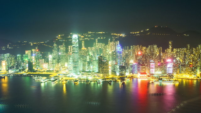 Skyscrapers in HongKong. Timelapse