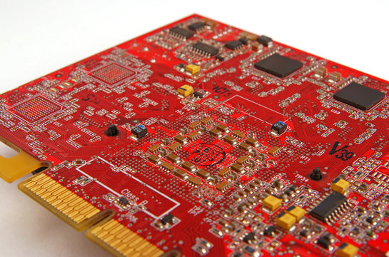 Detail of red graphic card