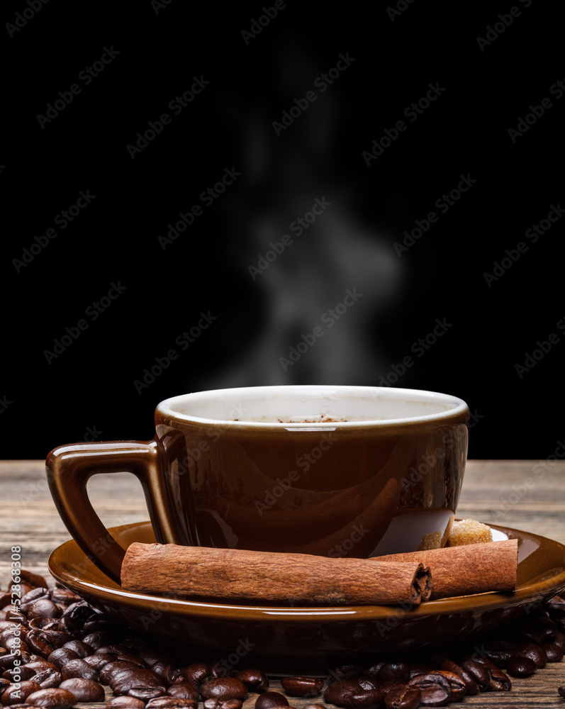 Wall mural Cup of hot coffee