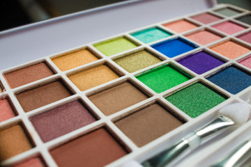Macro shot of colorful make-up kit