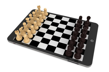 Chess over tablet PC chessboard
