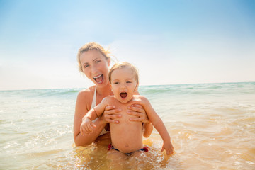 bathing family