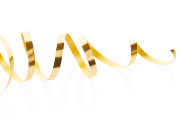 Gold ribbon isolated on white, clipping path included