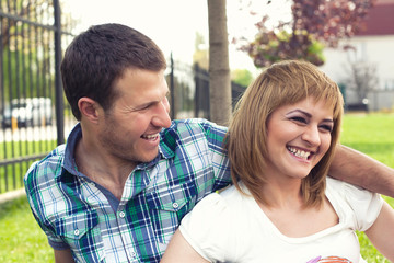 Young couple relaxing in park