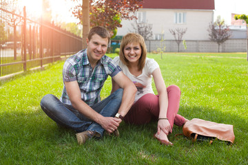 Young couple relaxing in park