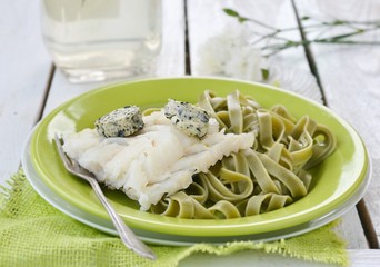 codfish fillet and pasta