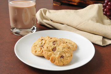 chocolate chip cookies and milk