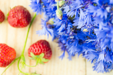cornflowers with strawberries