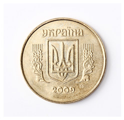 Ukrainian coin isolated. Averse